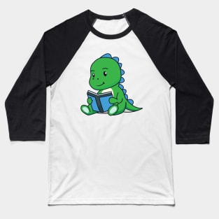 Cute Green Dinosaur Reading book - Dinosaur Lover Baseball T-Shirt